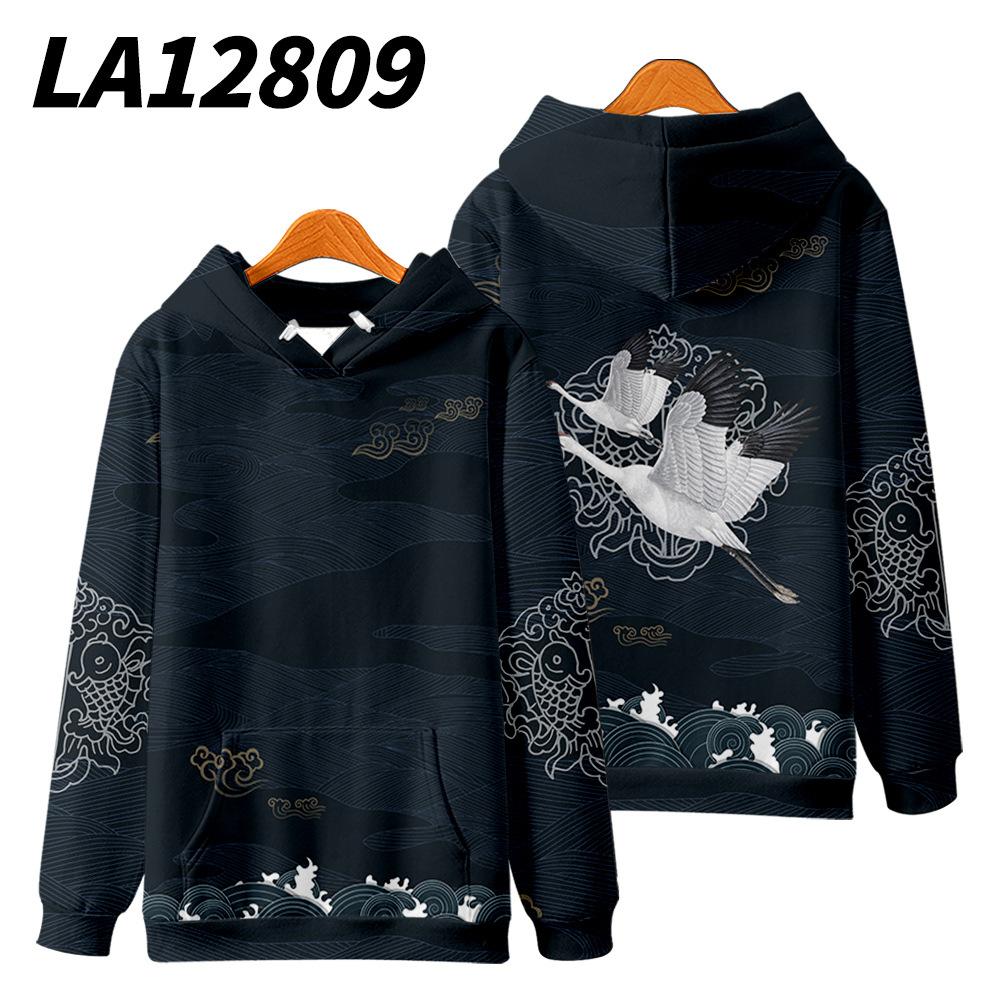 

Японская толстовка с капюшоном Harajuku с принтом журавля, осенняя повседневная толстовка большого размера с капюшоном, хип-хоп-пуловер для женщин и мужчин S
