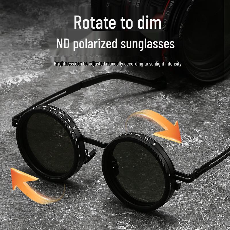 Occhiali da sole polarizzati da uomo 2025 con cerniere a oscuramento regolabile, design senza viti e vestibilità personalizzata