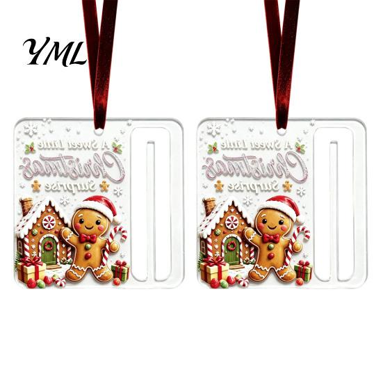 Customizable Holiday Gift Holders 2Pcs Christmas Cash Holder Ornament, Acrylic Money Hanging Decor with Santa Claus Ornaments Snowman Design,