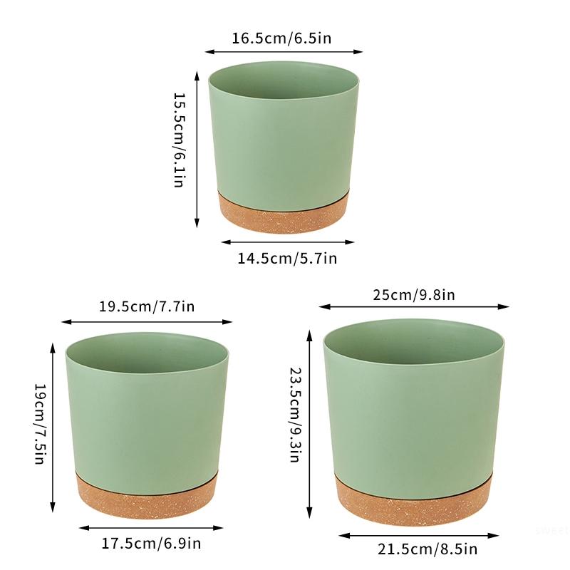 Circular Flowerpot Plastic Flowerpot With Tray Planting Pot Succulent Small Vegetable Potted Plant Gardening Supplies Home Decor