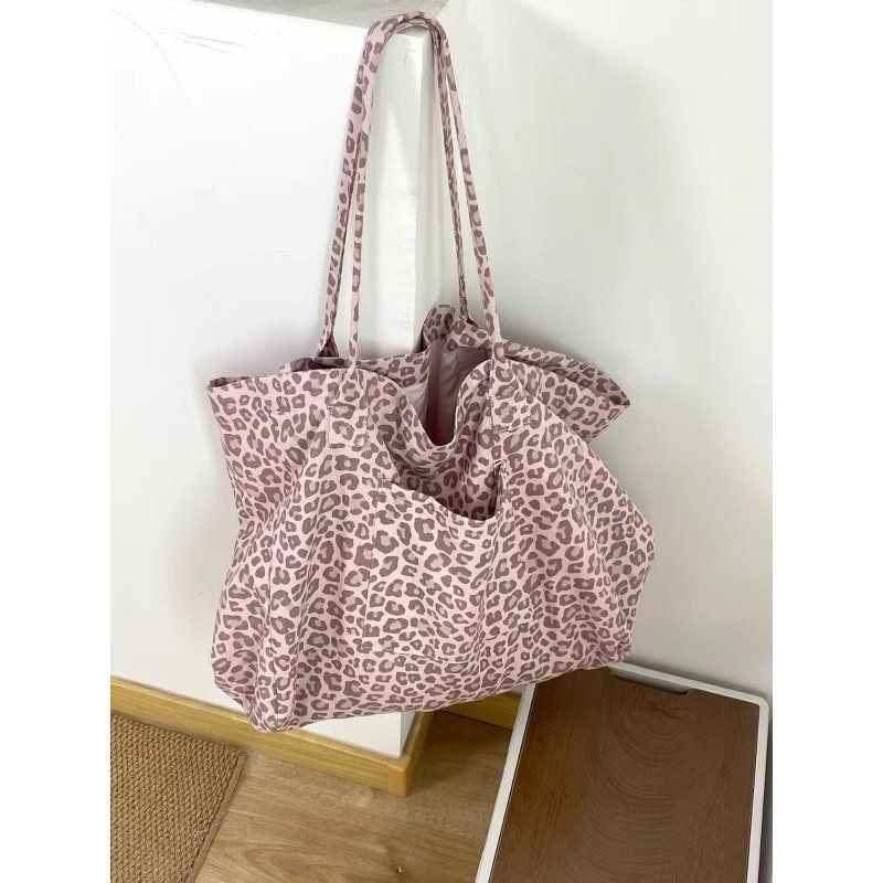 

Корейская холщовая сумка с розовым леопардовым принтом, женская сумка-тоут большой вместимости через плечо, 18-дюймовая сумка для ноутбука для поездок на работу розовый