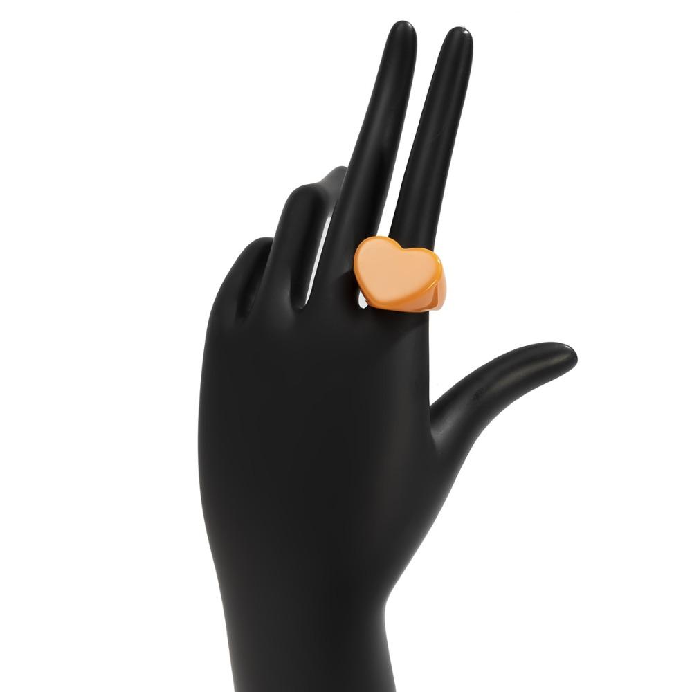 Simplicity Peach Heart Shaped Ring Personality Ring New Resin Geometric Ring