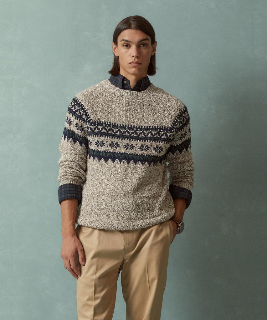 BROOKS BROTHERS Cotton Fair Isle Crewneck Sweater (Multi) (Bbwrmmf405)