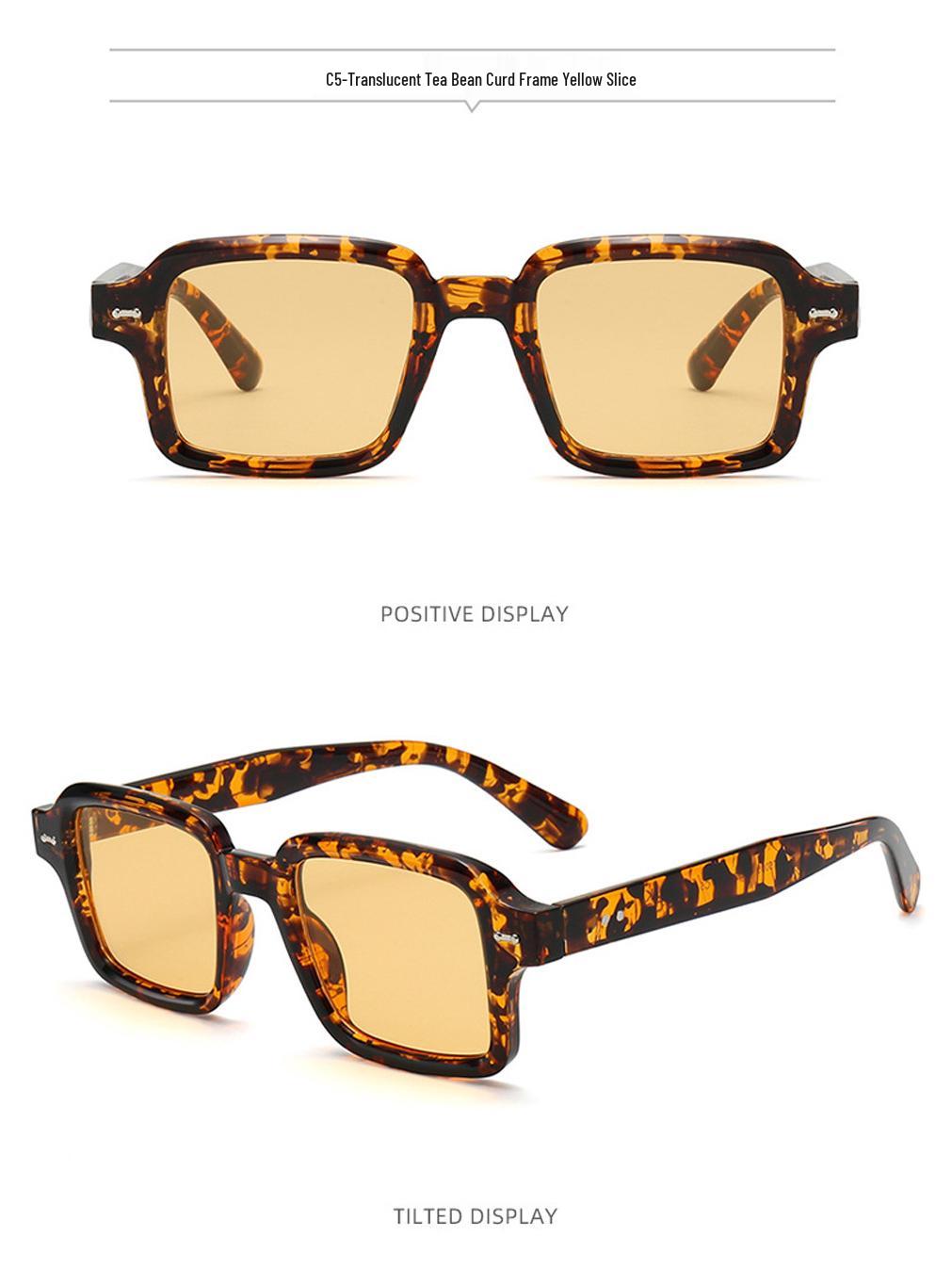 Fashionable Studded Square Sunglasses for Women & Men – Small Frame, Sun Protection, European & American Style