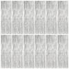 Glitter Curtain Reusable Versatile Metallic Fringe Curtain For Stage Decoration Wedding Backdrop Silver 12 PCS