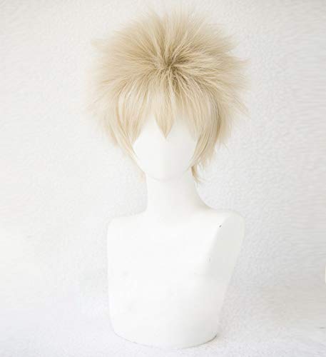 Heat-resistant cosplay wig, Bakugo Katsuki from The Second Castle, perfect for Christmas and Halloween, plus 2 bonus items