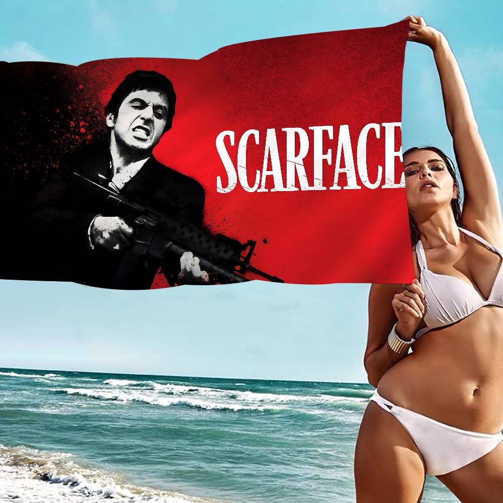 Retro S-Scarface Bath Towel Microfiber Soft Water Absorbing Breathable For Girl Kids Decorative Cartoon Beach Towel