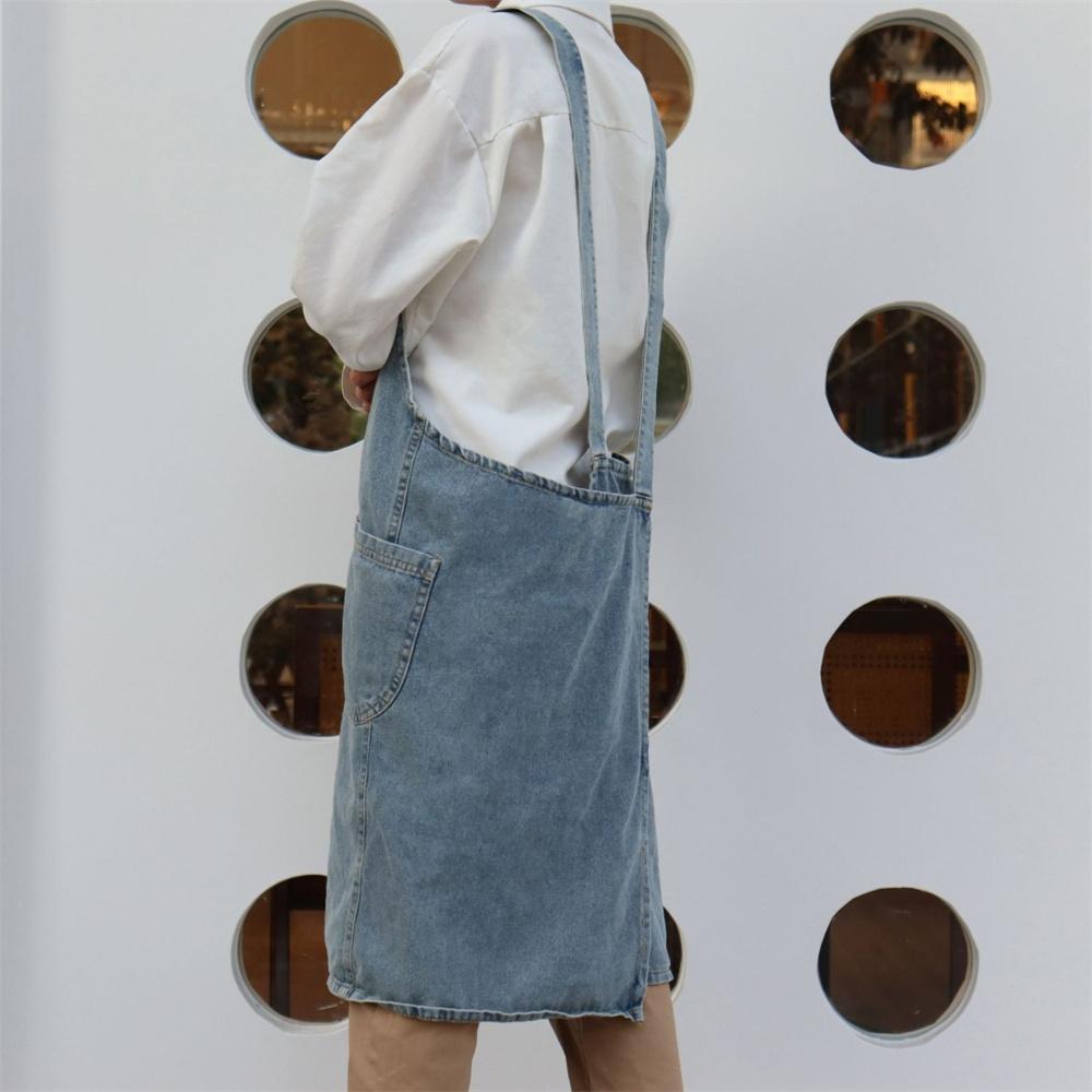1pc Premium Denim Apron - Heavy-Duty Cotton Canvas, Stain-Resistant, Adjustable Bib Waist - Perfect for Kitchen Cooking, Baking,