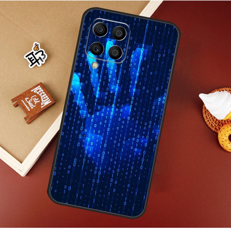 Hacker Binary Matrix Rain Case For Samsung Galaxy M16 M36 M56 M06 M52 M32 M12 M54 M34 M14 M35 M55 M15 M11 M31 M13 M53