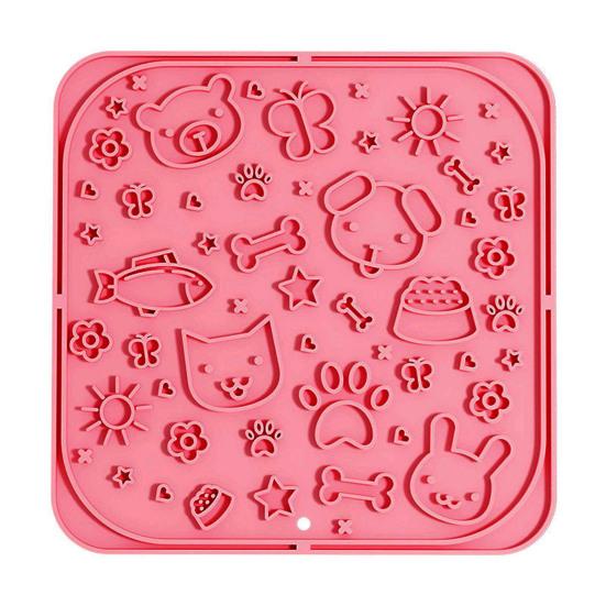 Dogs Cats Silicone Lick Mat Anti-choking Anxiety Relief Square Paw Shape Pet Food Mat with Suction Cup Slow Eating Puzzle Feeder Licking Mat