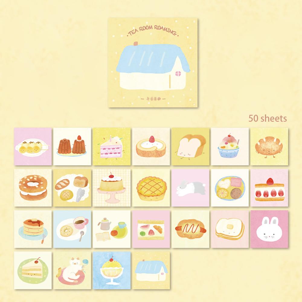 

50 sheets Material Book Tea Room Roaming Cute Creative Patterns Handmade Account Diary Primer Memo жёлтый