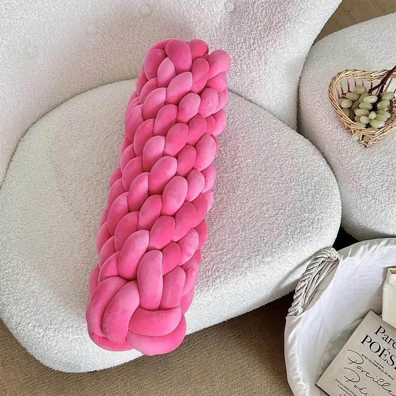 

17x55 см Подушка Круглая Завязанная Шарообразная Плетеная Конструкция Дышащая Мягкая Подушка Шарообразная Круглая Ручная Работа Подушки Для Дома розы красного