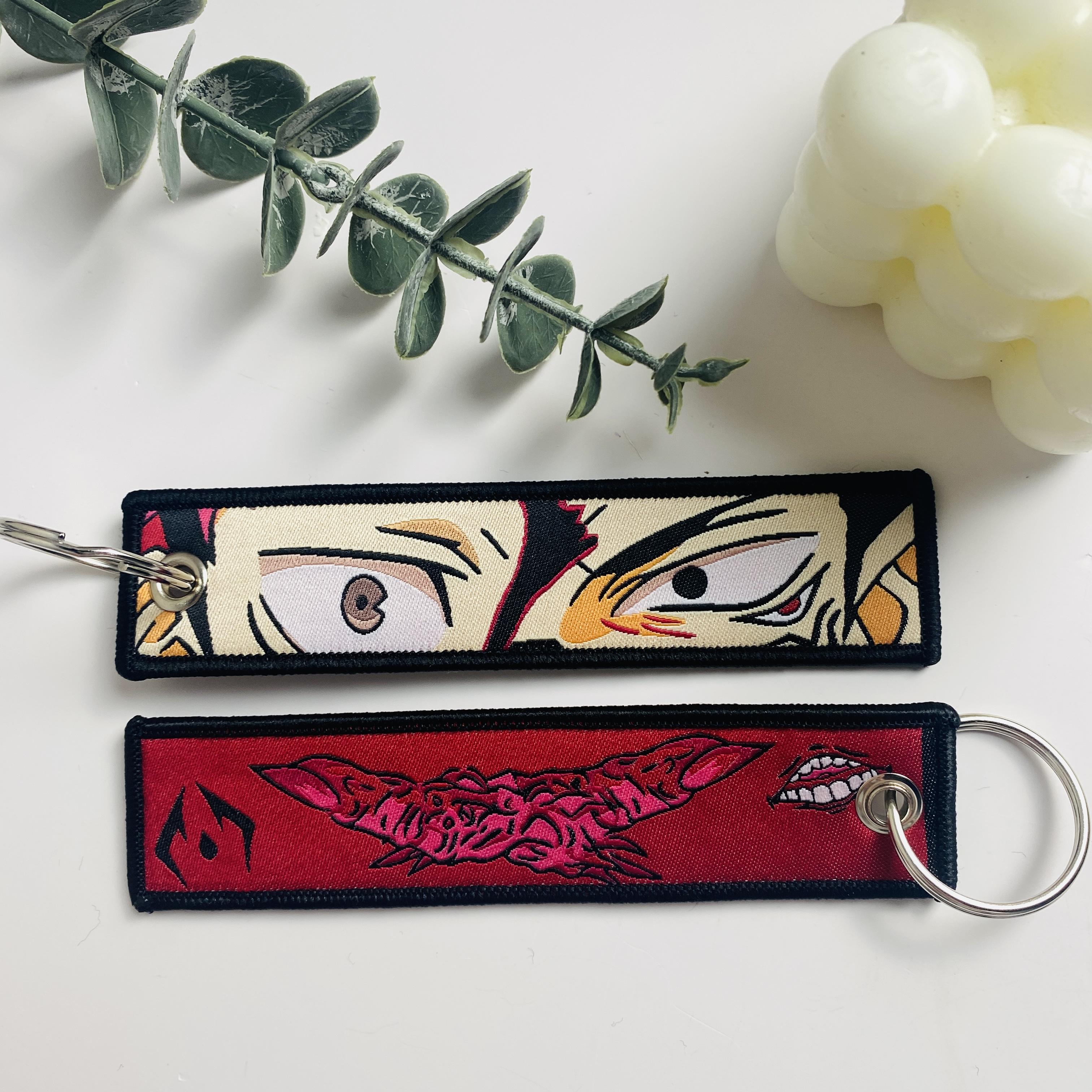 Japanse Anime Borduur Sleutelhanger voor Motoren Sleutelhangers Houder Sleutel Tag Sleutelring Mode Accessoires Chaveiro gray