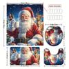 4-teiliges Weihnachtsmann-Duschvorhang-Set mit rutschfester Badematte, Toilettendeckelbezug, Kontur-Teppich & 12 Haken, Badezimmerdekoration