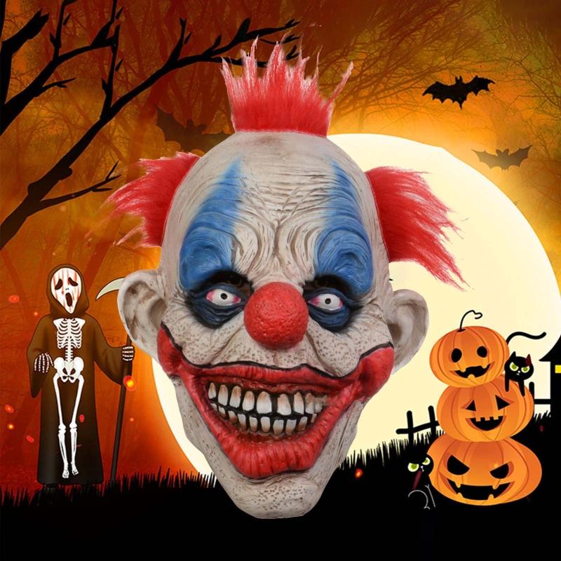 Horrible Clown Full Face Latex Helmet Creepy Costume Prop for Masquerade