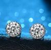 Hot Sale Women Earring Stud 1ct CZ Crystal  Silver Needle  Crown Stud Earrings with Round White Clear Zircon