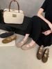 Retro Mori literary and artistic style suede Mary Jane shoes one-word buckle with shallow mouth round head flat-bottomed ballet single shoes women