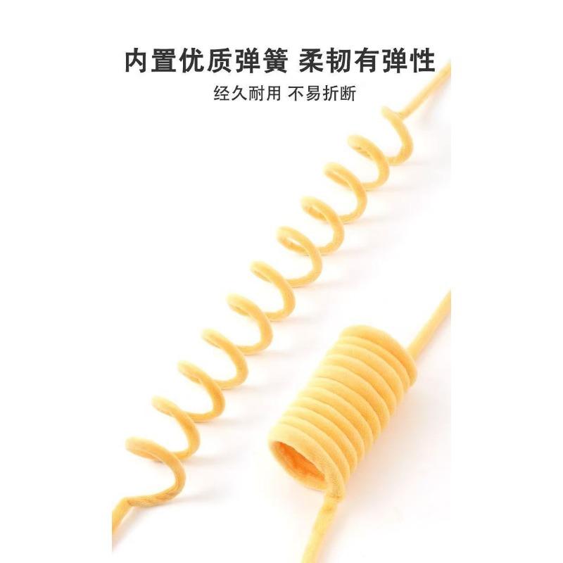 Cat Toy Suction Cup Spring Rabbit Fur Ball Stretchable Elastic Rope Bite Resistant Self Interactive Cat Teaser