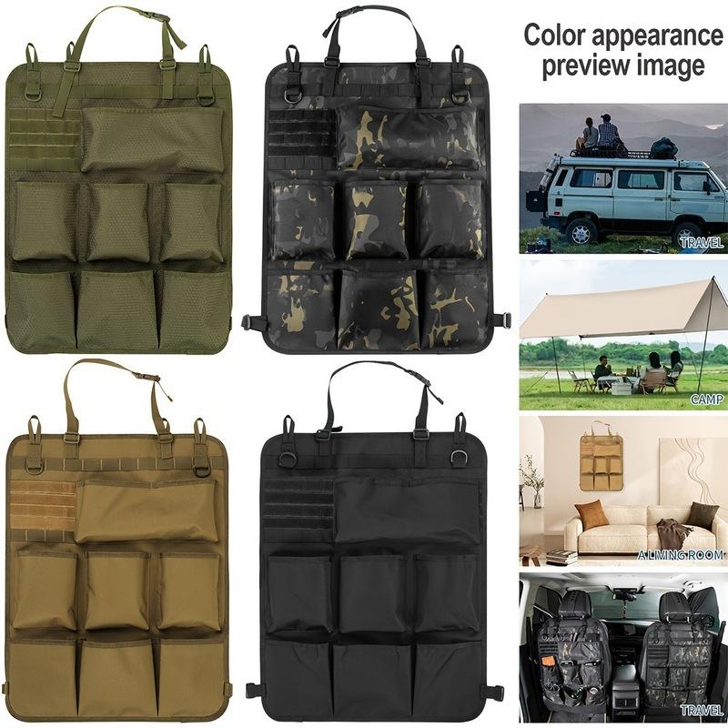 Universal Vehicle Seat Back Organizer Military Style Camo Storage Bag with 7 Pockets Tactical Auto Organizer for Car Truck SUV