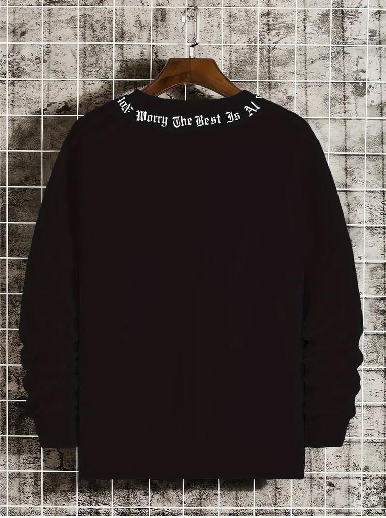 The New Men's Round-neck Hoodie for Spring and Autumn Features a Casual and Comfortable 3D Letter Print On the Street