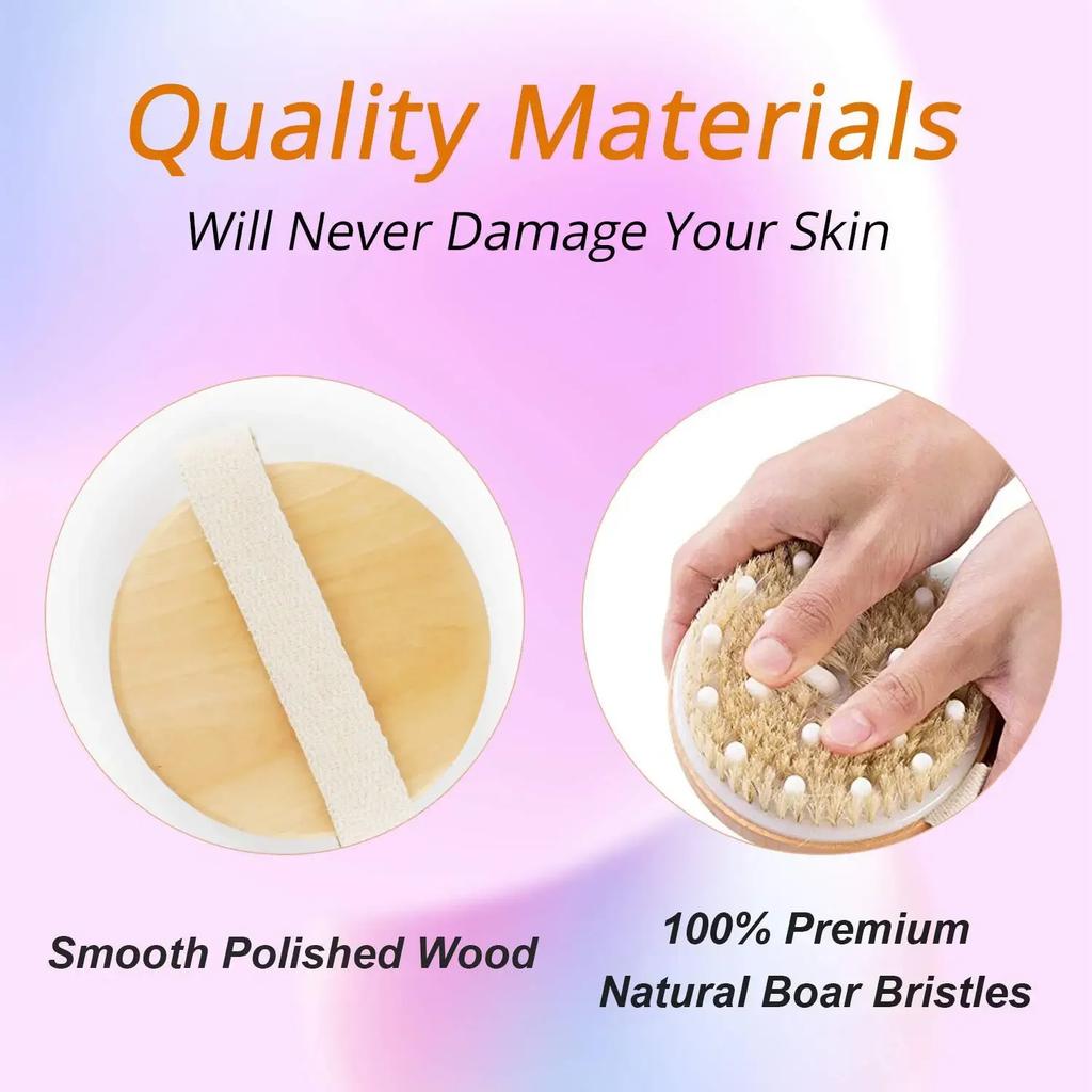 2 In 1 Dry Skin Body Brush Natural Bristle Dead Skin Remover Anti Cellulite Exfoliates Blood Circulation Health Massage Tools