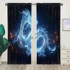 2 Stück Lila Drachenmuster Durchscheinende Vorhänge Sichtschutzvorhang für Schlafzimmer Wohnzimmer Büro Heimdeko