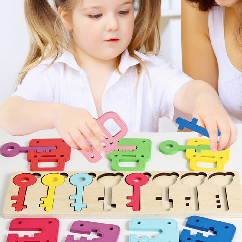 Montessori Schloss Schlüssel Zuordnungsspiel Baby Farben Kognitive Feinmotorik Training Sensorisches Spielzeug Kirchengemeinde Aktivitäten Lernspielzeug