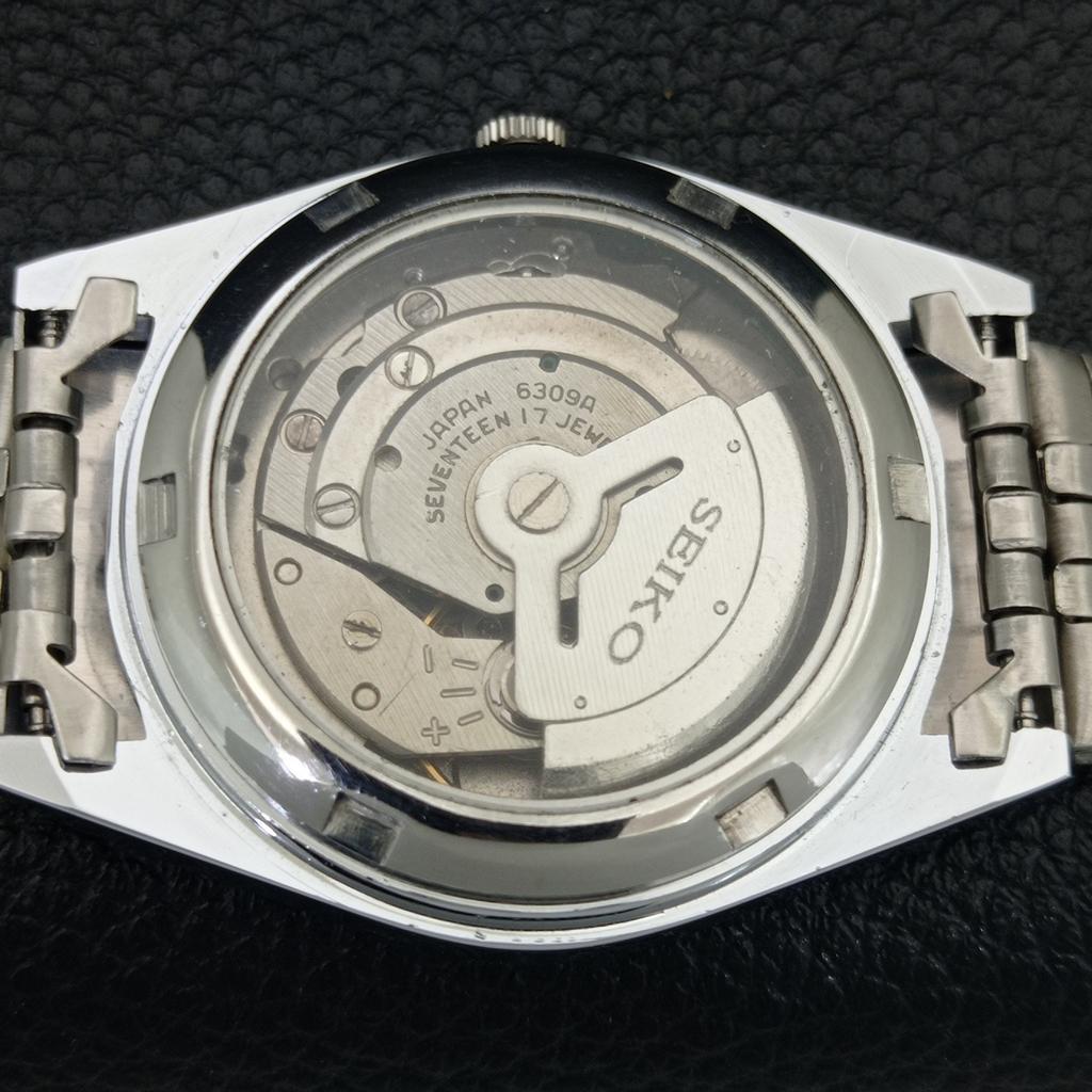 REFURBISHED SEIKO 5 AUTOMATIC 6309A JAPAN MENS VINTAGE BLACK WATCH a442839-1