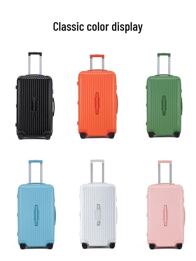 Thickened 24" PC Trolley Case: Drop-resistant, Large Capacity Suitcase with Combination Lock, Available in 26" & 30" Sizes, Leather Accent for Women.