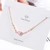 Real Money 925 Sterling Silver Simple Sweet Crystal Bownot Pendant Necklace for Women Men Wedding Party Jewelry Gift