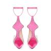 2025 Summer New Women Sandals Pink Satin Clear Pvc Crystal Bling Bling Thin High Heels Slingback Ankle Strap Sandals