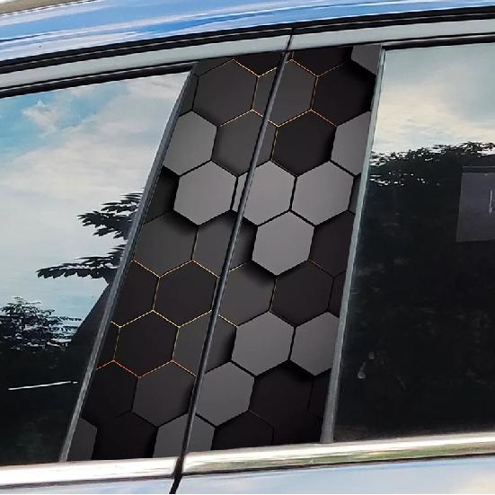Honeycomb Car Stickers Auto B Pillar Waterproof Center Column Decoration Cover Scratches DIY Car Doors Pillar Decals Accessories