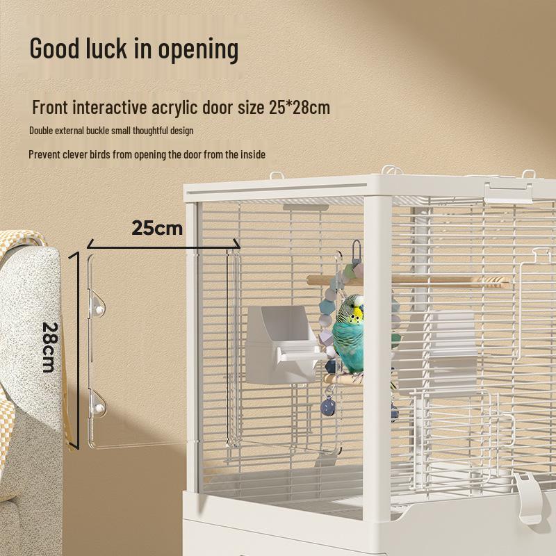 Doppelschichtiger Transparenter Vogelkäfig für Nymphensittiche und Papageien - Groß, Luxuriös, Horizontaler Drahtdesign