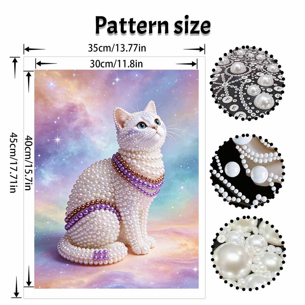 5D Pearl Kit Pearl Cat Design DIY Enamel Art for Living Room Bedroom Wall Decoration Handmade Gift