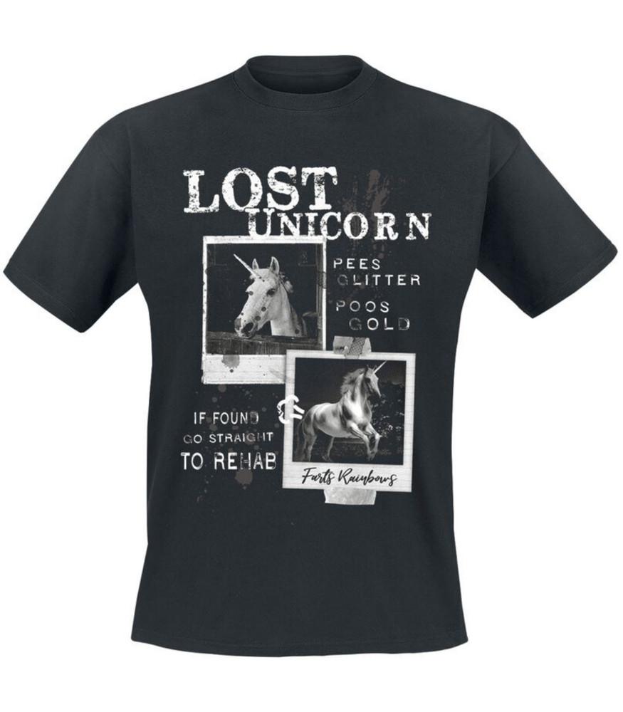 

Lost Unicorn T-Shirt black by Slogans Short Sleeve Round Neck 100% Cotton M