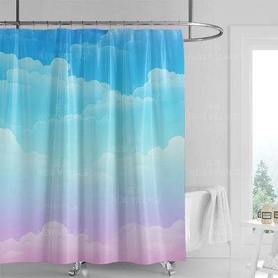 Modern Art Graffiti Shower Curtain Suit Waterproof Curtain 12 Hook Nordic Style Bathroom Bathtub Dual-Use Shower Curtain