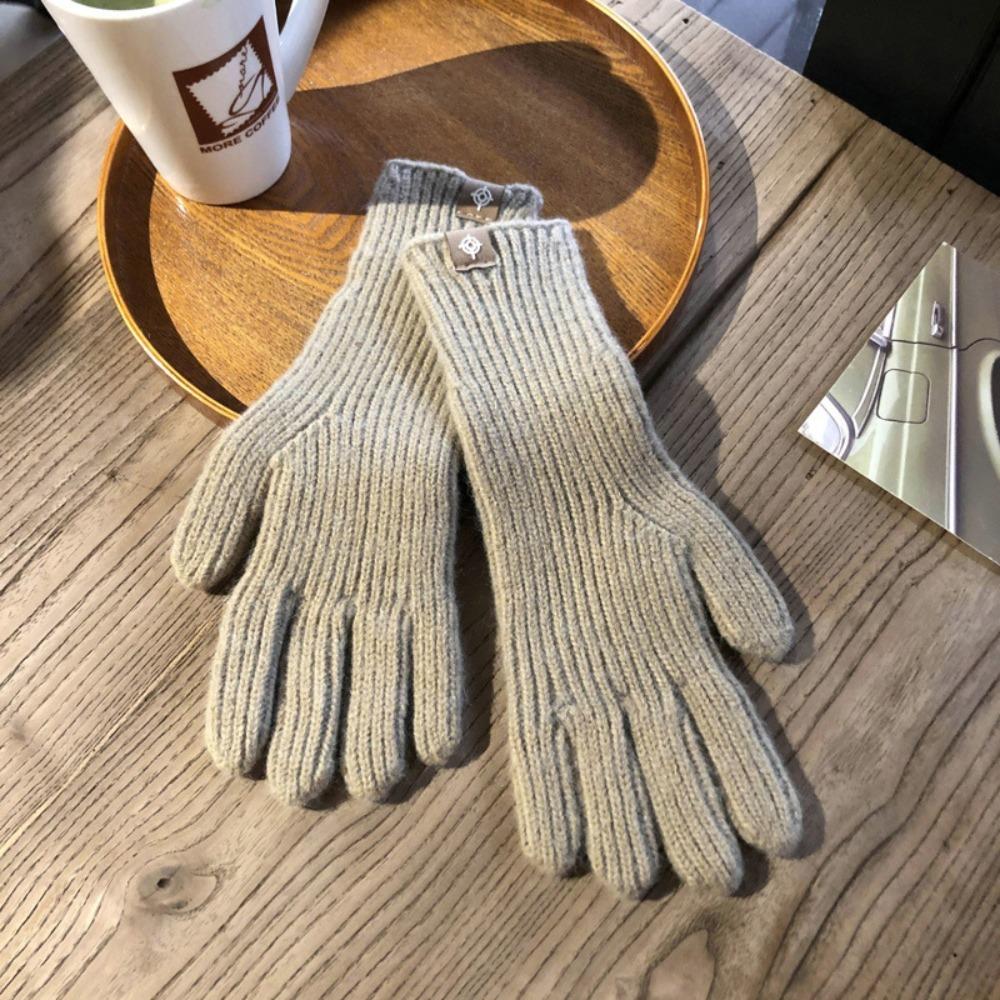 Casual Long Knitted Gloves Touchscreen Solid Color Winter Gloves Warm Mittens Outdoor Riding