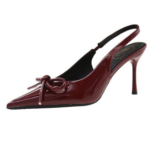 Evening Wind Beautiful Bow High Heels Women's 2025 Summer New Pointed Thin Heel Light Mouth Fairy Wind Bag Head Sandals