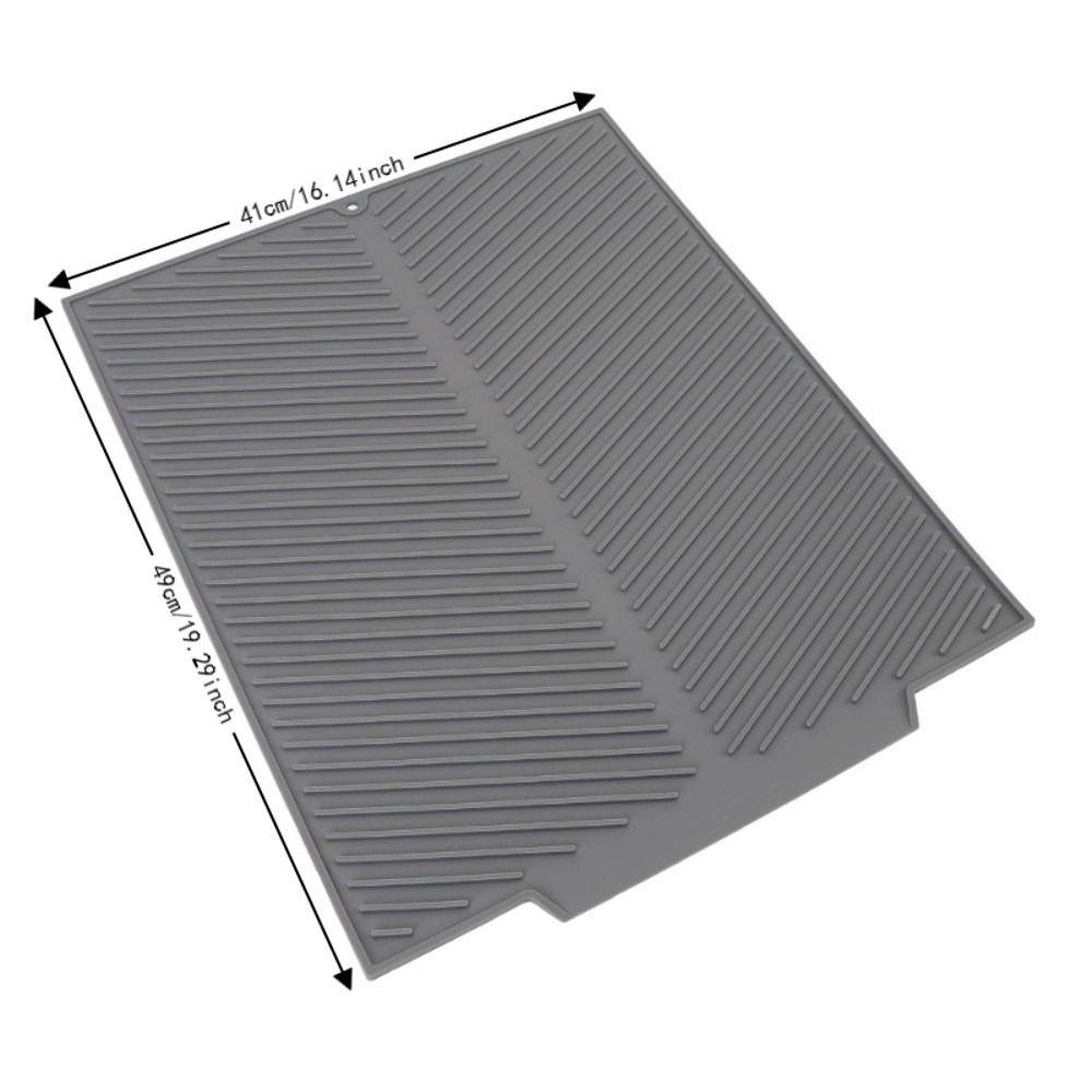 Grey White Dish Drying Mat Silicone Sink Drainer Mat Kitchen Counter Drain Pad  Multi Functional