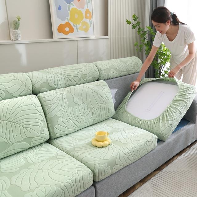 Thick Plush String Jacquard Stretch Covers Used For Sofa Seat Cushion Cushion Slipcover Used For L Shape Chaselong Cushion Soft Keep Warm