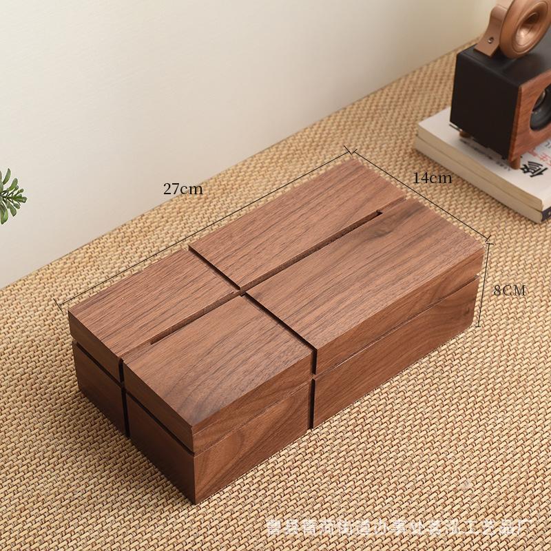 Black Walnut Tissue Box - Living Room Coffee Table Napkin Holder