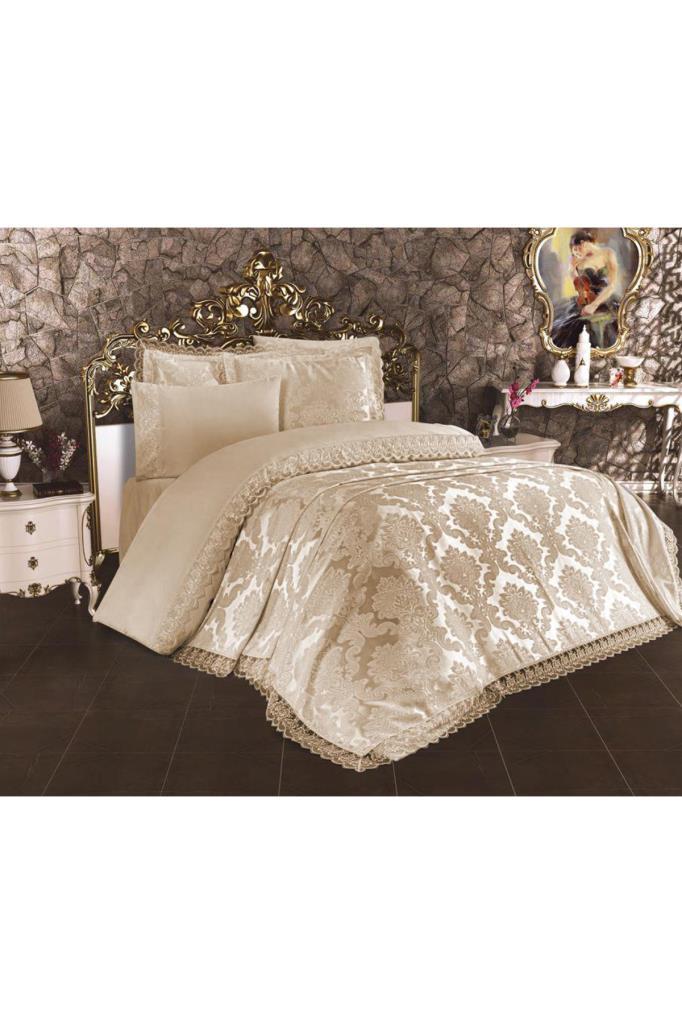 French Lace Lalezar Bridal Set 7 Pieces Cappucino