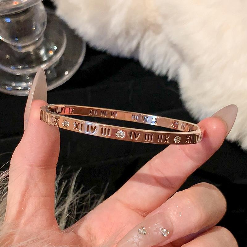 Anti-Tarnish Roman Numeral Crystal Bangle - Available Individually or As a Pair