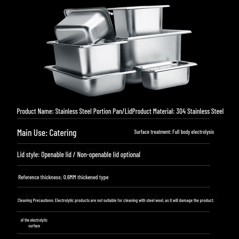 Rectangular 304 Stainless Steel Gastronorm Food Pan