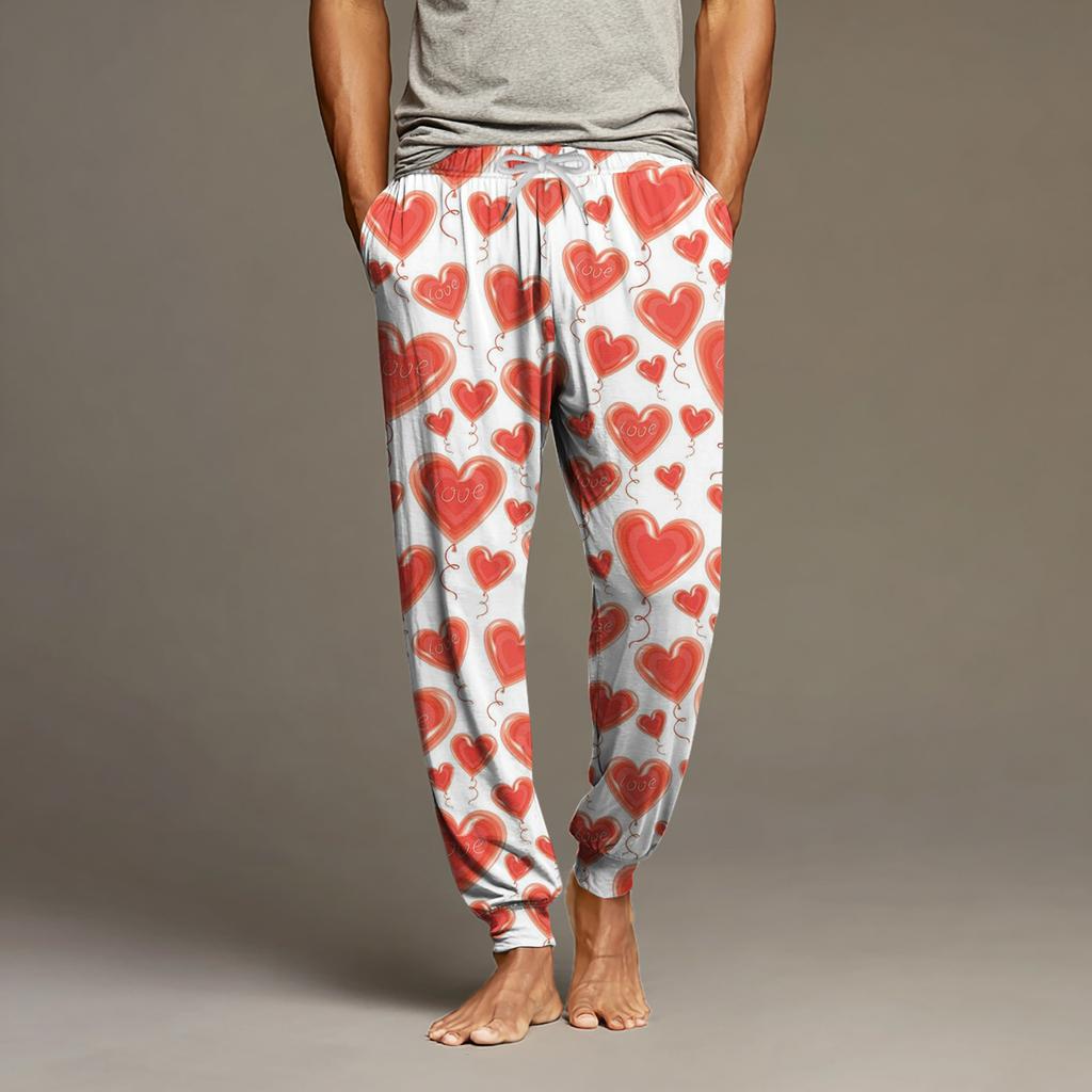 Herren Kordelzug Tasche Bündchen Freizeithose Zuhause Schlafhose