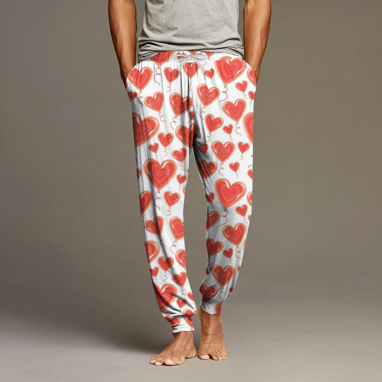 

Мужские повседневные брюки с карманами на кулиске и манжетами, домашние брюки для сна XL арбуз красный