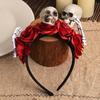 Halloween Flower Headband for Women Gothic Rose Skull Skeleton Hand Headpiece Floral Cosplay Dress-up Accessory for Halloween Parties Events