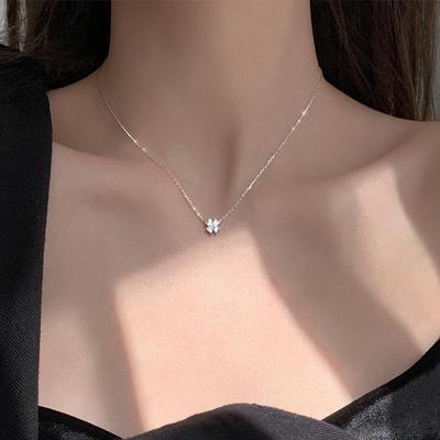 Four-leaf Clover Zircon Pendant Choker Women's Light Luxury Fine Jewelry Cold Wind Style Fashion Versatile Neck Jewelry Accessories