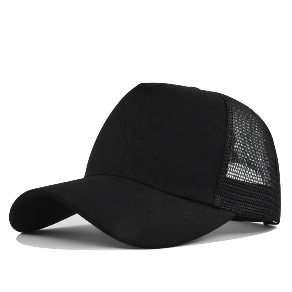 Customized Logo Hard Top 5 Panels Mesh Baseball Cap For Men Women Advertising Cap Breathable Sun Hat Solid Color Visor Gorra