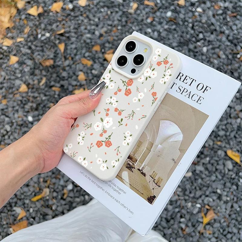 Phone Case For Samsung Galaxy S26 S25 Ultra Edge S24 S23 Plus S22 S21 S20 FE Small Floral Silicone Leather PU Shockproof Cases